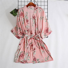 Camisola feminina rosa kimono, robe, roupa de banho, pijama para mulheres, roupa de dormir 2024 - compre barato