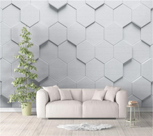 Papel de parede 3d com mural personalizado, fundo abstrato geométrico estéreo simples nórdico para sala de estar, quarto 2024 - compre barato