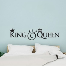 Headboard DIY Vinyl Wall Decals King and Queen Crown Wall Decor Sticker Home Decoration Bedroom Art Decal Gift for Couple D533 2024 - buy cheap