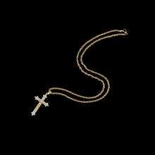 Модное золотистое ожерелье с цепочкой крест для женщин и мужчин кулон христианский Иисус заявление ожерелье ювелирные изделия ожерелье 2024 - купить недорого