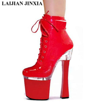 LAIJIANJINXIA Sexy Red 18cm Square High-Heels Platform Shoes Night Party Pole Dancing Shoes Ankle Boots Dance Shoes 2024 - buy cheap