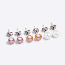 Genuine Pearl rose gold silver color stud Earrings pearl jewelry Natural Freshwater Pearl Earrings For Women Jewelry 2024 - buy cheap
