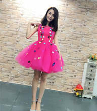 New fuscia short sweat lady girl women princess bridesmaid banquet performance dancing party dress gow 2024 - buy cheap