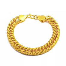 MxGxFam 6 mm / 8 mm / 10 mm Bracelets ( 21cm ) Jewelry For Men Horsewhip Designs 24 k Pure Gold Color Allergy Free 2024 - купить недорого