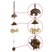 Campanas de viento de cobre de 2 campanas Feng Shui, decoración para patio, jardín, sala de estar, campana exterior, colgante de pared, decoración para el hogar, regalos de Mascota 2024 - compra barato