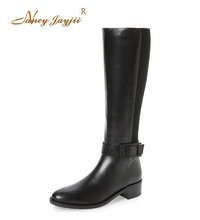 2017 Nancyjayjii Women Winter/Spring Black Fringle Flat Med Heels Knee High Boots Shoes for Woman, botas mujer, plus size 4-16 2024 - buy cheap