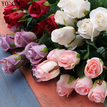 Ramo de flores blancas artificiales de seda para novia, accesorios de decoración navideña para el hogar, jarrón, arreglos florales baratos 2024 - compra barato