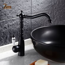 ZGRK Newly Black Brushed Basin Faucet 360 Swivel Blue And White Handle Bathroom Faucets Hot Cold Mixer Tap Kitchen Faucets 2024 - buy cheap