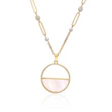 Vintage Round Shell Pendants Necklace Gold Chain Imitation Pearl Charms Long Necklace For Women Party Fashion Jewelry Gifts 2019 2024 - buy cheap