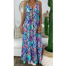 Womens Boho Floral Maxi Dress Party Strappy Summer Beach Sundress Plus Size S M L XL 2XL 3XL 4XL 5XL 2024 - buy cheap