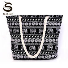 Scione Women Canvas Beach Bag Fashion Color Stripes Printing Handbags Ladies Large Shoulder Bag Totes Casual Bolsa Shopping Bags 2024 - buy cheap