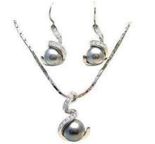 FREE shipping>>>>>>6 color-12mm gray/pink/green/coffee shell pearl 18KGP pendant earring set 2024 - buy cheap