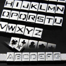 Free Shipping, 130pcs 8mm Smooth Face Silver Hollow A-Z Slide Letters, Slide Charms, Slide Beads DIY 8mm Wristbands, Keychains 2024 - buy cheap