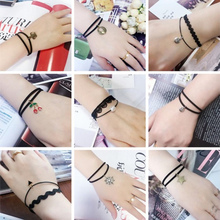 Pulsera de encaje creativa para mujer, brazalete Simple con flores, doble capa, trébol, cereza, sonrisa, pulseras con estrellas, Dijes, Joyería 2024 - compra barato