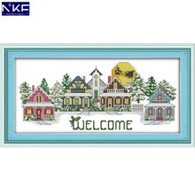 NKF Welcome Stamped Cross Stitch DIY Kits Needlework Embroidery Set Chinese Cross Stitch for Home Decor 2024 - compra barato