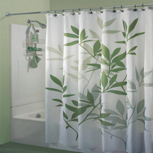 Moderno poliéster tecido cortina de chuveiro com ganchos folhas impresso à prova dwaterproof água banheiro cortinas 180x180cm casa banho decoração 2024 - compre barato