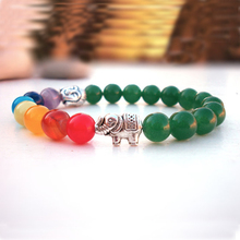 SN0601 Aventurine Buddha bracelet 7 Chakra bracelet with elephant chamrs Heart yoga Chakra bracelet 2024 - buy cheap