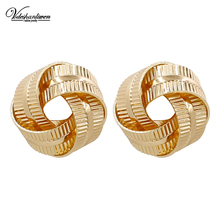 Vodeshanliwen новые золотые металлические круглые серьги, высококачественные богемные винтажные геометрические серьги-гвоздики для женщин, модные ювелирные изделия 2024 - купить недорого