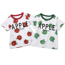 Летняя футболка с короткими рукавами для мальчиков и девочек, детская хлопковая одежда, Детская футболка с принтом фруктов и яблок, Детские повседневные топы, футболки 2024 - купить недорого