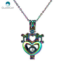 C562 COLORS lovely Mom Heart Beads Cage Necklace Pendant Aroma Essential Oil Diffuser Locket Necklace 2024 - buy cheap