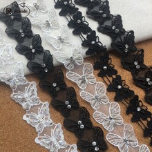 New Butterfly Pearl Lace Trim Polyester Wedding 3D Flower Diy Handmade Lace Shoes Sewing Accessories Supplies Crafts RS2182 2024 - buy cheap