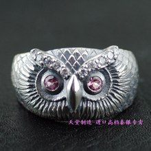 Anillo de ojo rosa importado, búho encantador de plata 925, tailandesa 2024 - compra barato