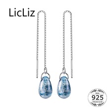 LicLiz-pendientes de gota de cristal para mujer, de Plata de Ley 925, caja de oro blanco, cadena, joyería LE0536 2024 - compra barato