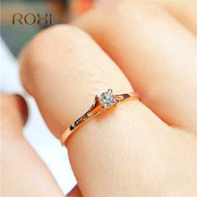 Женское кольцо с одним маленьким кубическим цирконием, розовое золото, серебристый цвет, тонкое кольцо, модное свадебное обручальное кольцо для вечеринки, ювелирное изделие Z4 2024 - купить недорого