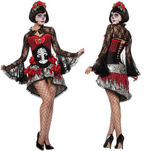 Mexican Day of The Dead Horror Zombie Ghost Bride Costume Adult Women Halloween Cosplay Scary Skeleton Joker Fancy Dress 2024 - buy cheap