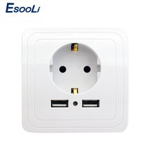 EsooLi Smart Home Dual USB Port 2000mA Wall Charger Adapter EU Standard Plug Socket Power Outlet Panel Power Outlet Panel 2024 - buy cheap