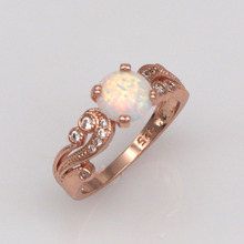 JZ0224 Women's  Round Opal Rose Gold Ring  Round White Opal Rose Gold Ring for Women's Fashion Jewelry 2024 - buy cheap