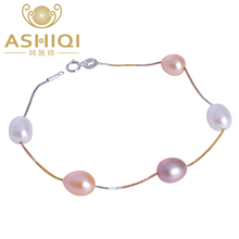 ASHIQI Genuine 925 Sterling Silver Bracelet For Women Natural freshwater Pearl Jewelry Gift 2024 - buy cheap