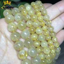 Natural Yellow Rutilated Quartz Stone Beads Round Loose Spacer Beads For Jewelry Making DIY Bracelets Necklace  15'' 6/8/10mm 2024 - buy cheap