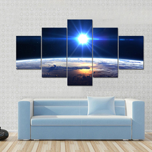 Póster de arte para decoración de pared del hogar, lienzo moderno, 5 paneles, vista abstracta de la tierra del planeta, sala de estar, impresión HD, marco de fotos Modular 2024 - compra barato