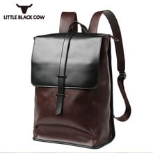 Designer Brand Male Backpack Vintage PU Leather Mens Backpack Business Casual Laptop Backpack Large Capacity Mens Travel Bags 2024 - buy cheap