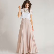 Dusty Pink Women Chiffon Maxi Skirts Zipper Waist A Line Floor Length Long Maxi Pleated Chiffon Skirt Personalized Women Skirts 2024 - buy cheap