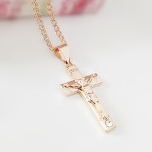 Colgante 2020 para mujer, joyería religiosa, diseño tradicional 585, Color oro rosa, Jesús, collar, colgantes 2024 - compra barato