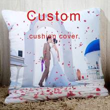 Custom cushion cover with your wedding pictures,Choose Your Text Logo or Image 18" Personalized pillow case for sofa bed chair 2024 - buy cheap