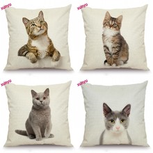 XUNYU Cat Cushion Cover Animal Pillow Case Linen Pillowcase Home Decorative Throw Pillow Cover for Sofa Couch 45x45cm BT015 2024 - buy cheap