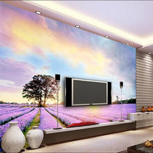 Custom Photo Wallpaper Provence Lavender Floral Colorful Clouds TV Background Living Room Wall Papers for Home Decor Wall Murals 2024 - buy cheap