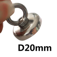 *D20mm strong powerful round neodymium Magnet hook salvage magnet sea Fishing equipments Holder Pulling Mounting Pot with ring 2024 - buy cheap