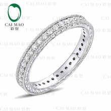 CaiMao 14KT/585 White  Gold 0.39 ct Round Cut Diamond Engagement Gemstone Wedding Band Ring Jewelry 2024 - buy cheap