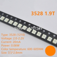 1000pcs/lot 3528 orange 1.9T high brightness LED lamp beads 1210 orange light emitting diode 3528 orange SMD LED lamp beads