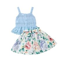 New Lovely Toddler Baby Girl Hollow Out Vest Tops Floral  Short Dress Summer Outfit Clothes 2024 - buy cheap