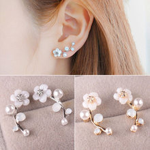 New Fashion Crystal Earrings For Women Branch Shell Pearl Flower Stud Earrings Female Statement Ear Jewelry Gift Wholesale 2024 - buy cheap