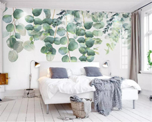 Beibehang Custom plants bedroom living room wall hand-painted Watercolor Green plants leaf background wall wallpaper home decor 2024 - buy cheap