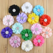 60 PCS/LOT ,  2.75" Vintage Chiffon Flower With Metal Crystal Center DIY Flowers 2024 - buy cheap
