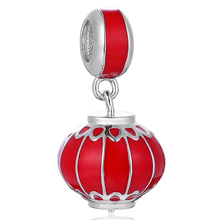Red Lantern Design Charms 925 Sterling Silver Pendant Red Enamel Bead Fit European Bracelet Necklace Jewelry Ethnic GW Jewelr 2024 - buy cheap