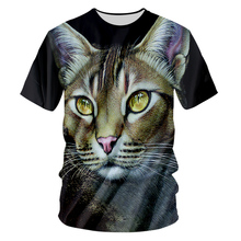 UJWI creativa-Camiseta con cuello redondo para hombre, camisa con estampado 3D de gato, barba interesante, de gran tamaño, Unisex, 6XL, Animal de ojo ámbar 2024 - compra barato