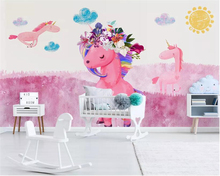 Фотообои на заказ, современный минималистичный фон для детской комнаты с розовым единорогом, 3d обои 2024 - купить недорого